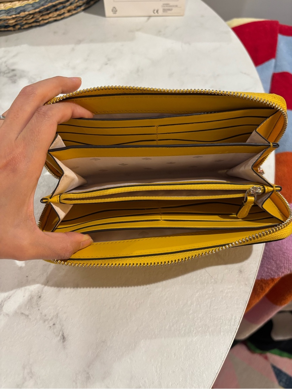 Kate Spade Yellow Pebbled Leather Zip-Around Wallet - Picture 7 of 10